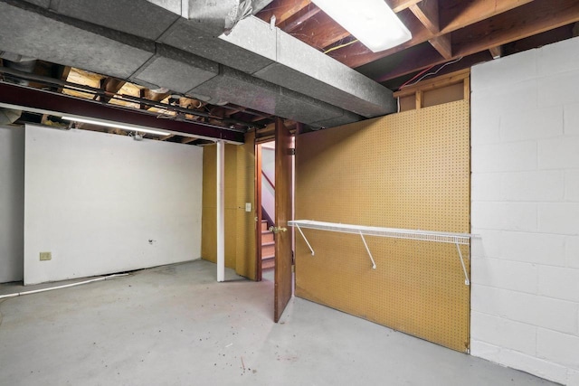 8209 N Port Washington Rd, Fox Point, WI 53217 - unfinished basement featuring concrete block wall