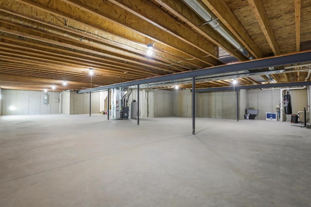 basement featuring water heater