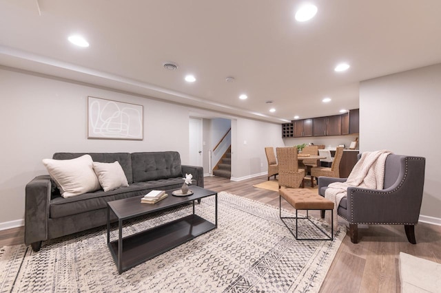 living room featuring light hardwood / wood-style flooring