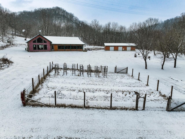 view of yard covered in snow