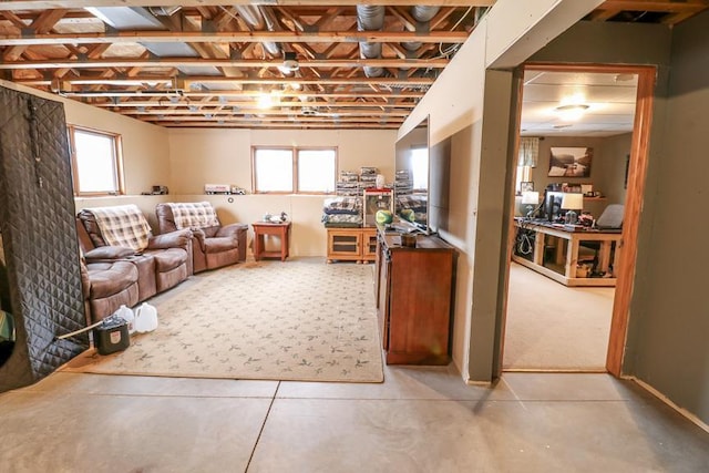 basement with plenty of natural light