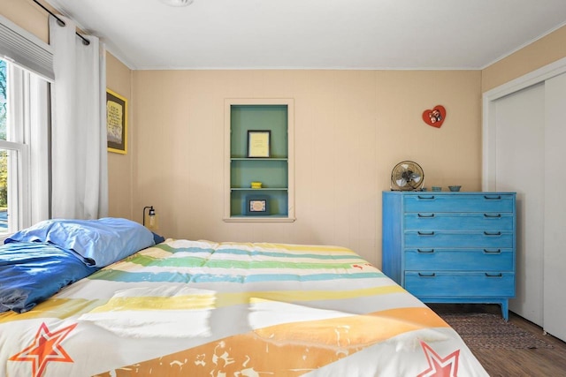 bedroom featuring dark wood-type flooring