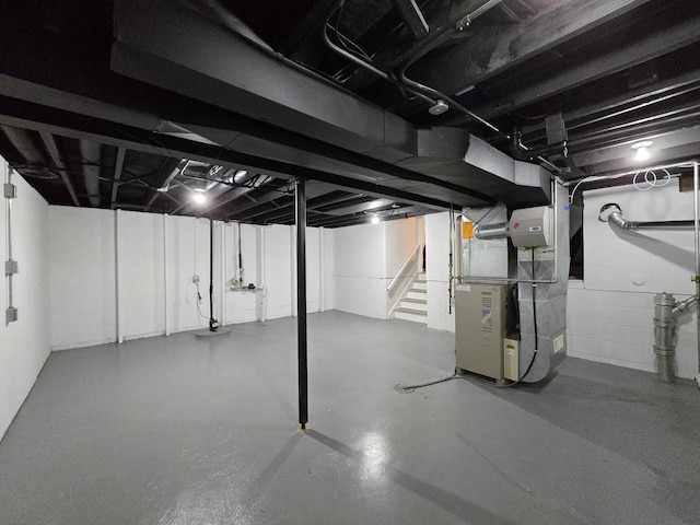 basement with heating unit