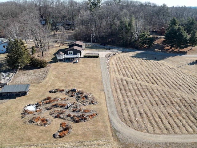 aerial view with a rural view