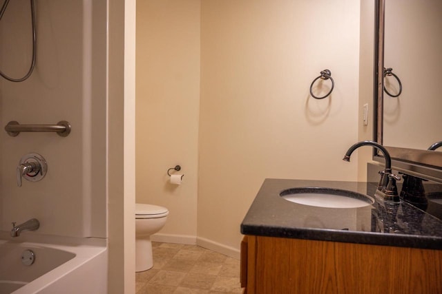 full bathroom with vanity, shower / bathing tub combination, and toilet