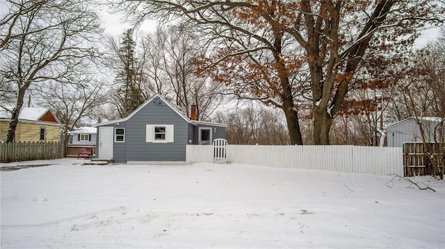 view of snow covered property