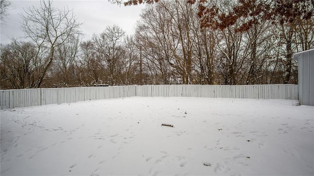 view of yard covered in snow