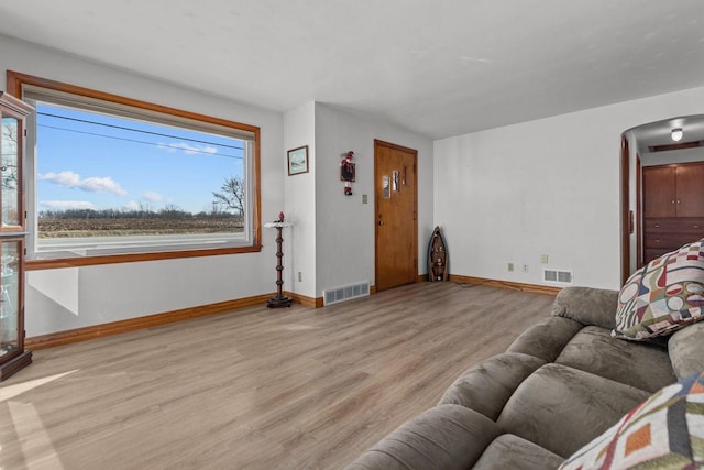 living room featuring light hardwood / wood-style flooring