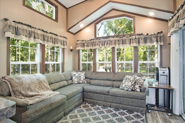 sunroom / solarium with lofted ceiling