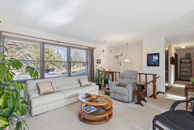 living room featuring carpet flooring