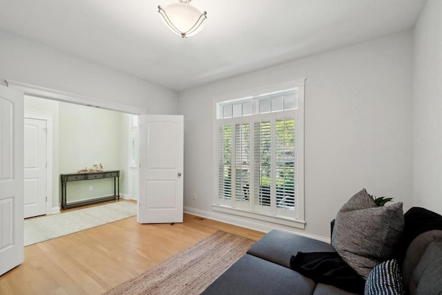 living area featuring light wood-type flooring