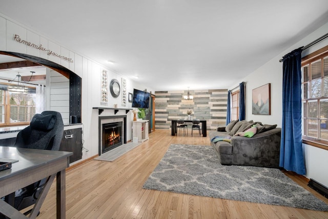 living room featuring light wood-type flooring