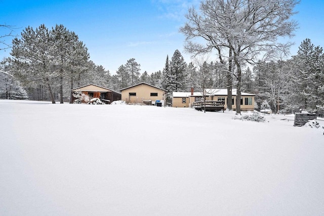 view of yard covered in snow