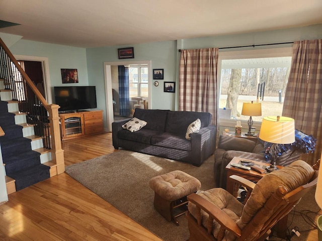 living room with wood-type flooring