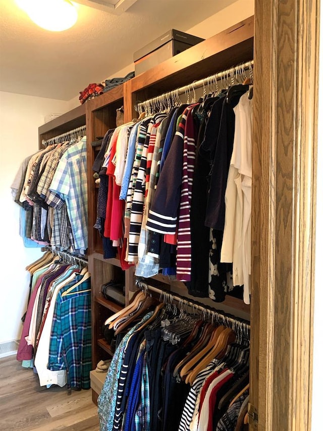 walk in closet featuring wood-type flooring