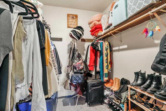 spacious closet with carpet