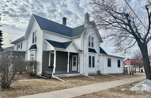 front facade with a porch