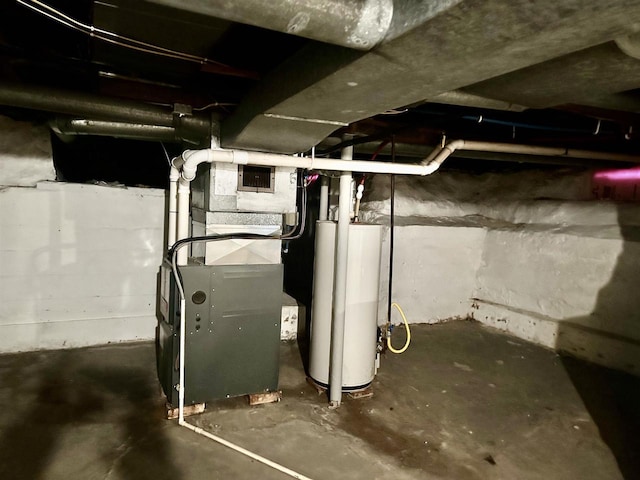 utilities with water heater and heating unit