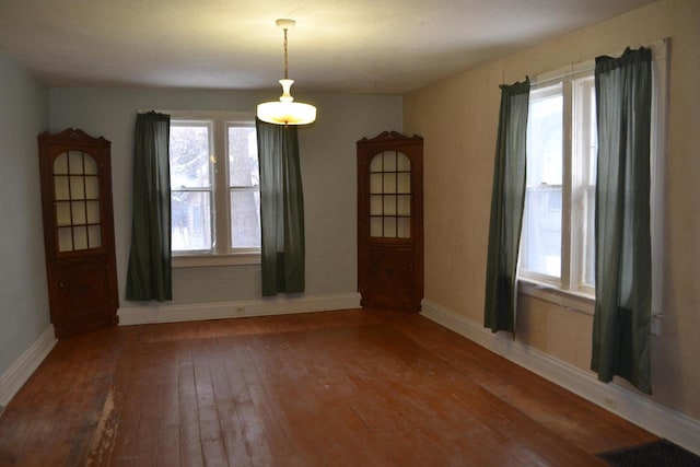 unfurnished dining area featuring wood-type flooring