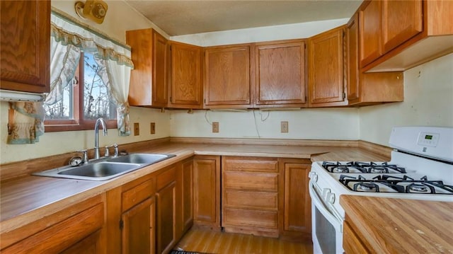 kitchen with sink and gas range gas stove