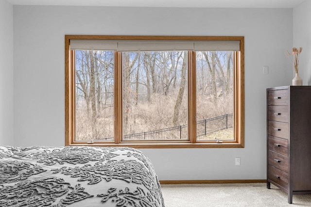 bedroom featuring multiple windows and light colored carpet