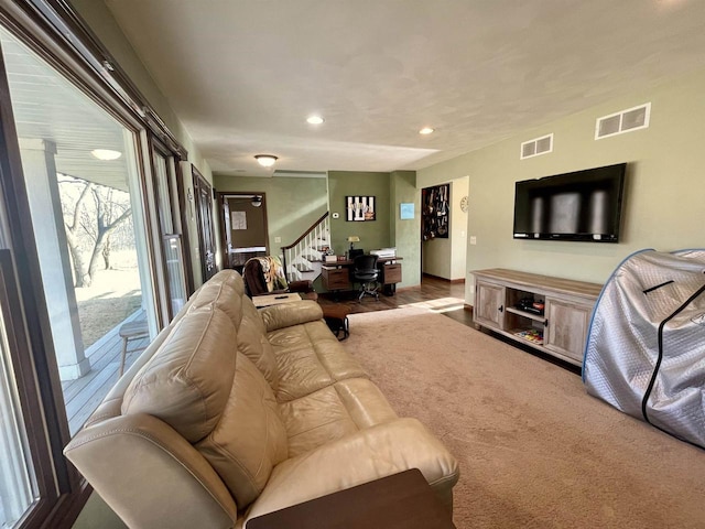 living room with hardwood / wood-style flooring