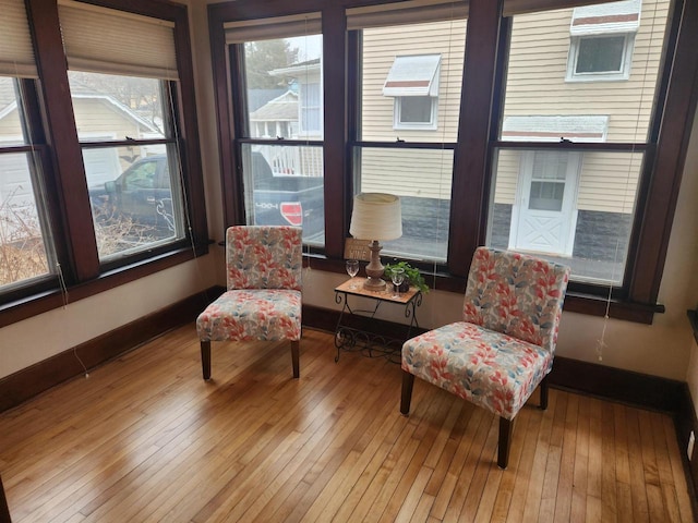 living area with wood-type flooring