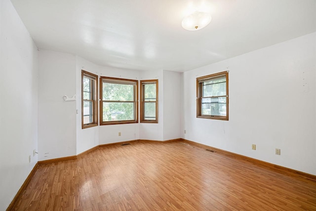 spare room with wood-type flooring and a wealth of natural light