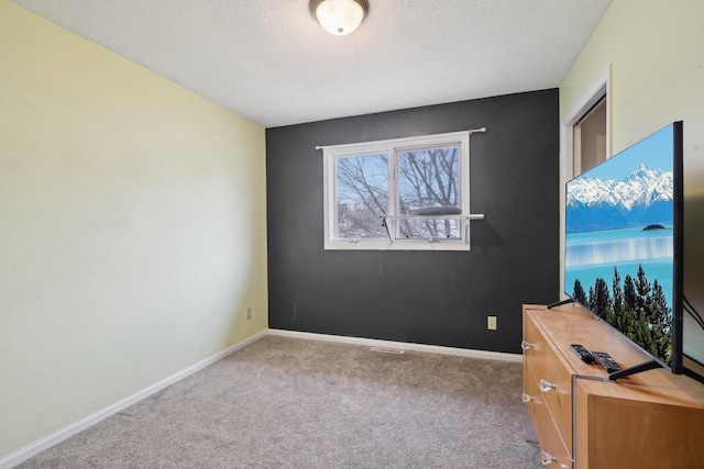 spare room with light colored carpet and a textured ceiling