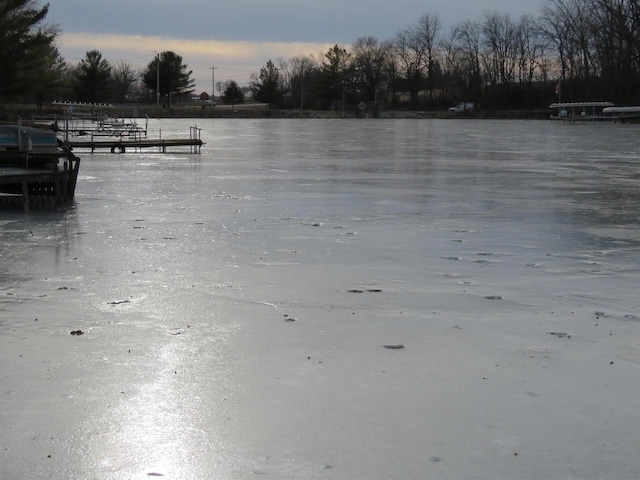 property view of water with a boat dock