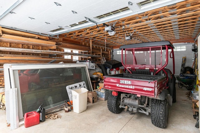 garage with a garage door opener