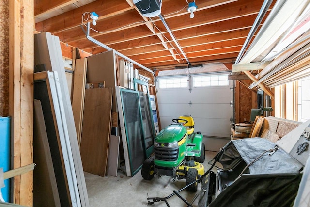 garage with a garage door opener