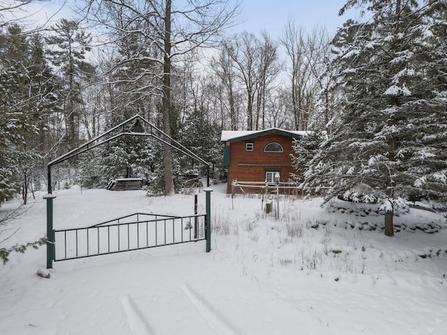 view of yard covered in snow