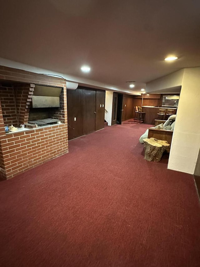 basement with carpet floors