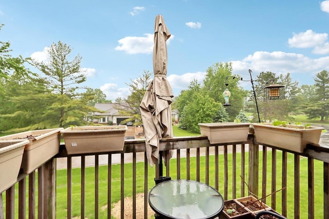 wooden balcony with a wooden deck