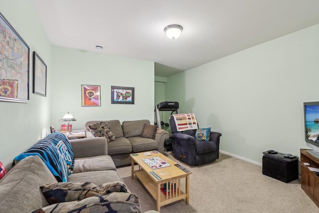 living room with carpet flooring