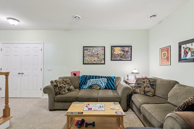 living room with light carpet