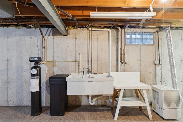 basement with sink