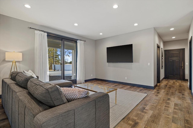 living room with wood-type flooring