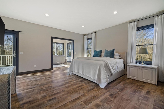 bedroom featuring dark hardwood / wood-style floors