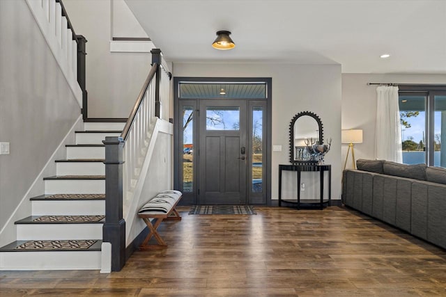 foyer featuring dark hardwood / wood-style flooring