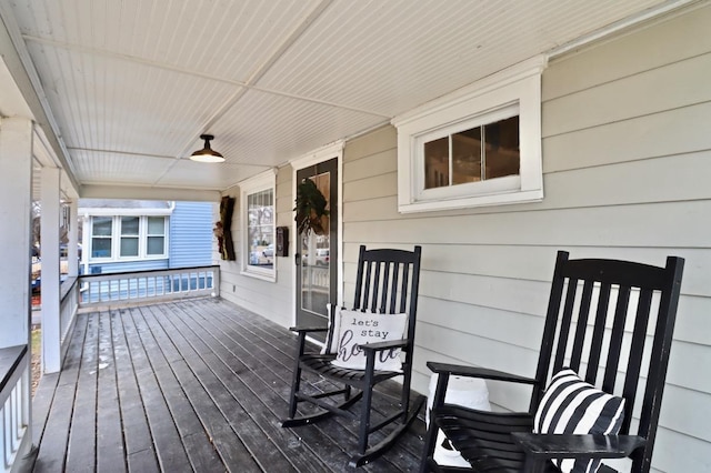 deck with covered porch