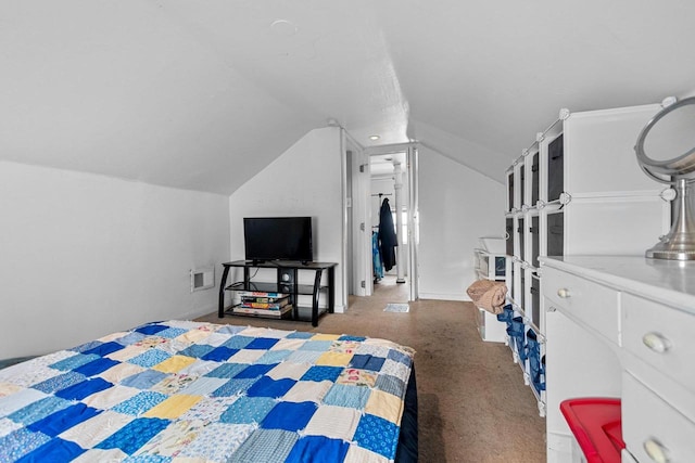 bedroom with lofted ceiling