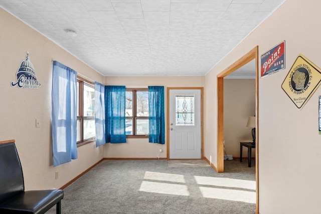 entryway with light carpet