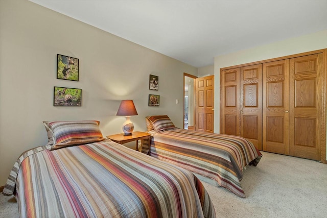 carpeted bedroom with a closet