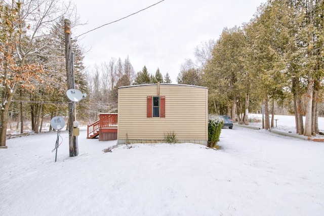 view of snow covered exterior