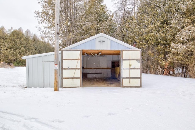 view of snow covered structure