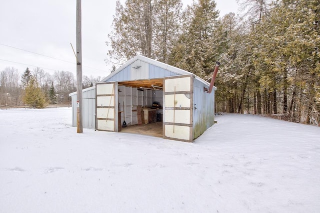 view of snow covered structure