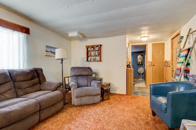 living room featuring carpet