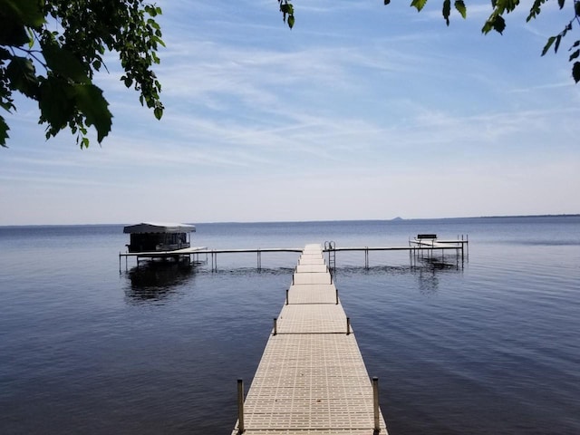 view of dock featuring a water view